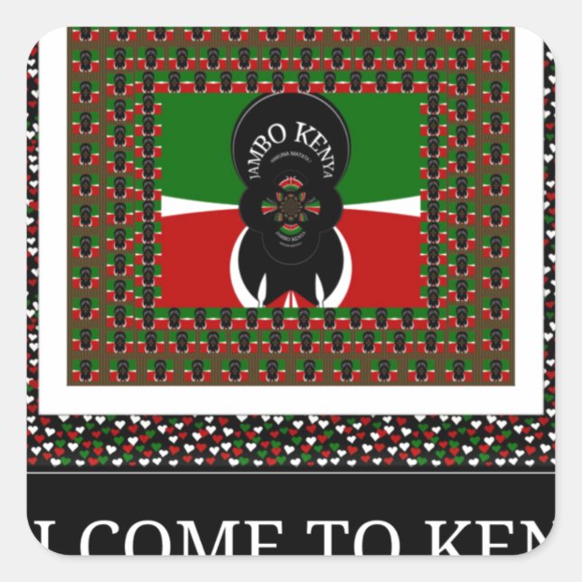 Pegatina Cuadrada Bienvenidos a la Kenia mágica: Hakuna Matata (Anverso)