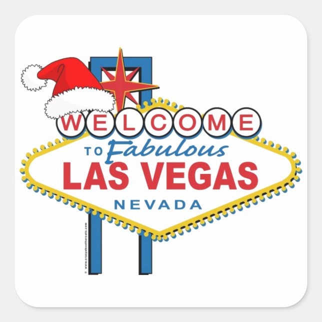 Pegatina Cuadrada Bienvenidos a los fabulosos Navidades de Las Vegas (Anverso)