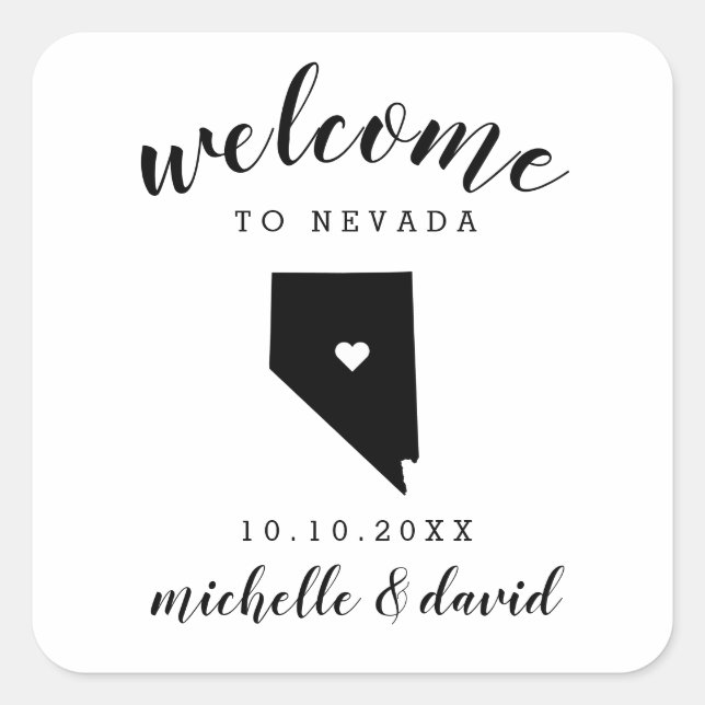 Pegatina Cuadrada Bienvenidos a Nevada | Favor del personalizado Bod (Anverso)