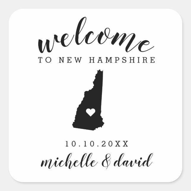 Pegatina Cuadrada Bienvenidos a New Hampshire | Favor del personaliz (Anverso)