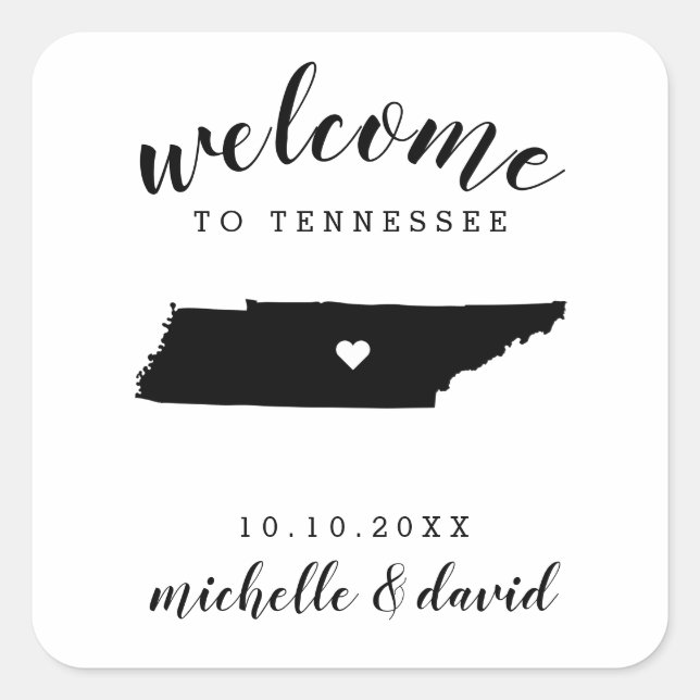 Pegatina Cuadrada Bienvenidos a Tennessee | Favor del personalizado  (Anverso)