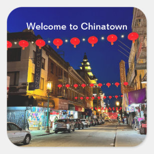 Pegatina Cuadrada Bienvenidos al barrio chino de San Francisco #11 P