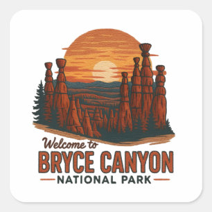 Pegatina Cuadrada Bienvenidos al Embroidery Bryce Canyon National US