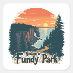 Pegatina Cuadrada Bienvenidos al Parque Nacional Canadiense Fundy