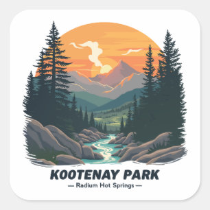 Pegatina Cuadrada Bienvenidos al Parque Nacional Canadiense Kootenay