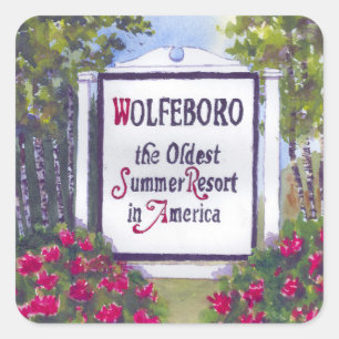 Pegatina Cuadrada Bienvenidos al Rótulo Wolfeboro NH