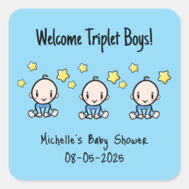 Pegatina Cuadrada ¡Bienvenidos Triplet Boys!, Personalizados Triplet