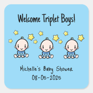 Pegatina Cuadrada ¡Bienvenidos Triplet Boys!, Personalizados Triplet