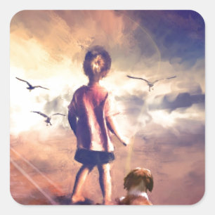 Pegatina Cuadrada bifurcar en road_Painting.jpg