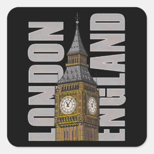 Pegatina Cuadrada Big Ben Clock Tower Londres Reino Unido