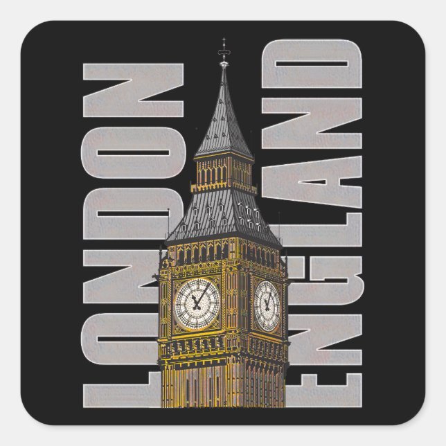 Pegatina Cuadrada Big Ben Clock Tower Londres Reino Unido (Anverso)