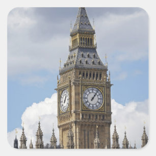 Pegatina Cuadrada Big Ben y Casas del Parlamento, Londres,