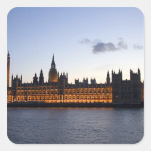Pegatina Cuadrada Big Ben y las Casas del Parlamento en la ciudad
