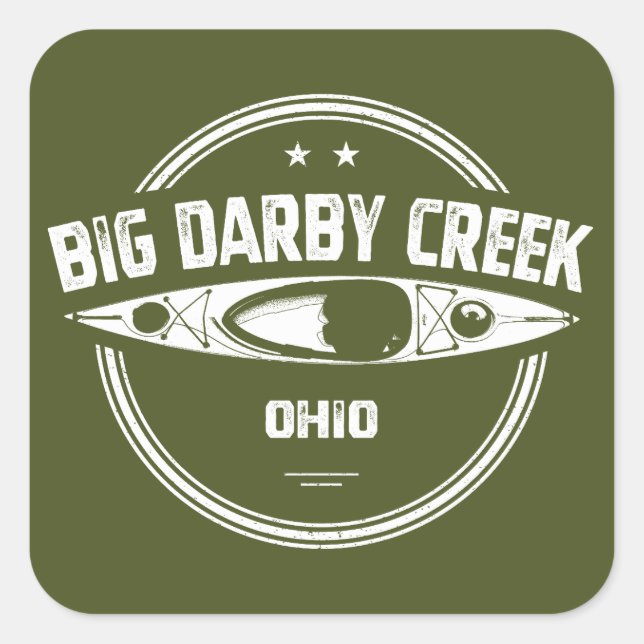 Pegatina Cuadrada Big Darby Creek Ohio Kayaking (Anverso)