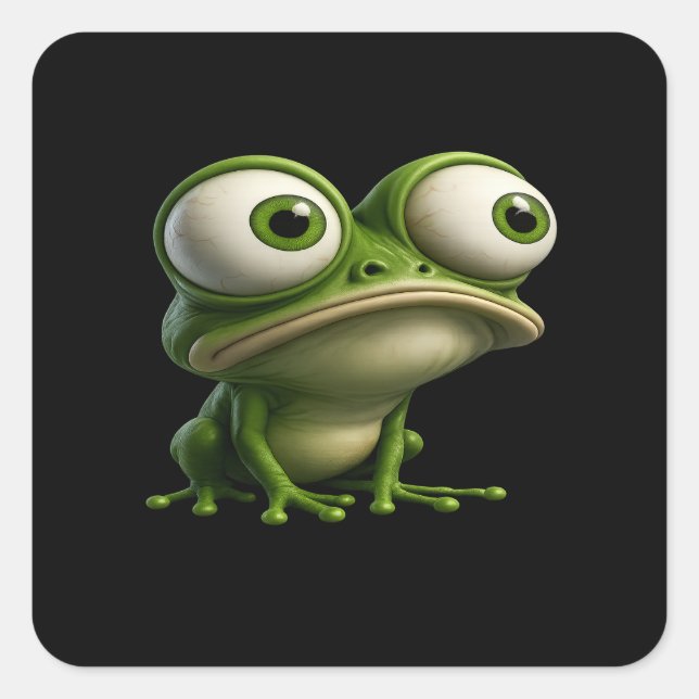 Pegatina Cuadrada Big-Eyed Cartoon Frog (Anverso)