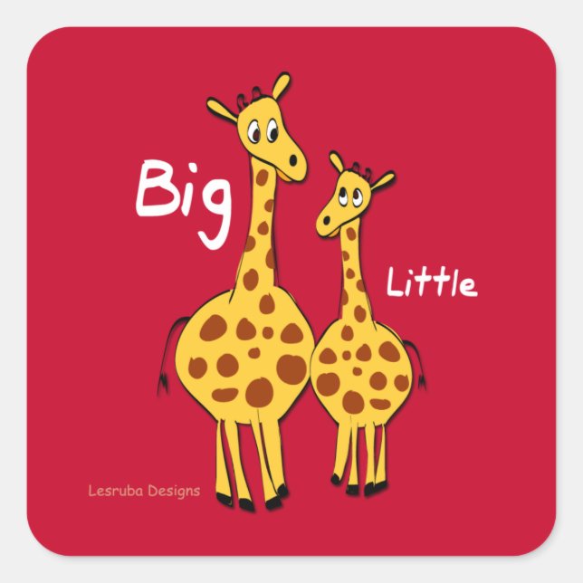 Pegatina Cuadrada Big Little Giraffe (Anverso)