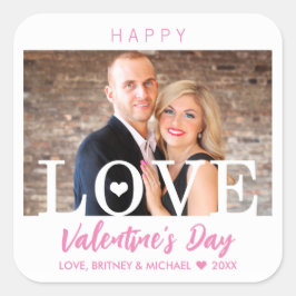 Pegatina Cuadrada Big LOVE Modern Letters | Su guión rosado de fotos