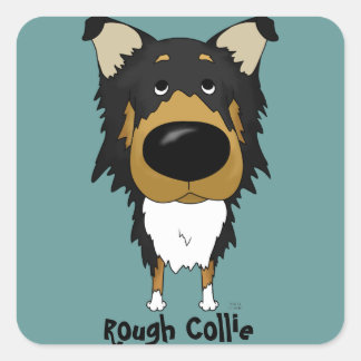 Pegatina Cuadrada Big Nose Rough Collie