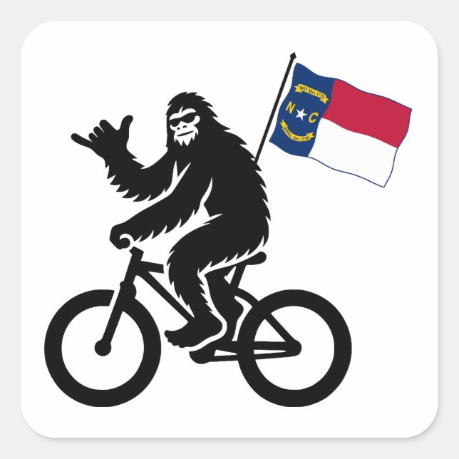 Pegatina Cuadrada Bigfoot Cycling North Carolina Flag (Anverso)