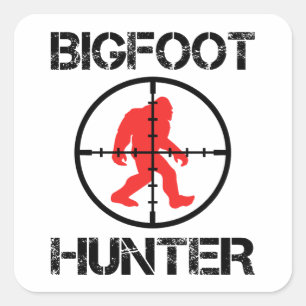 Pegatina Cuadrada Bigfoot Hunter Funny Bigfoot Lover