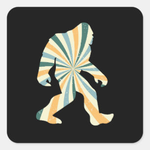 Pegatina Cuadrada Bigfoot Squatchy Estilo Retro Años 90