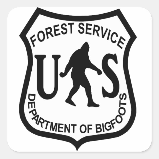 Pegatina Cuadrada Bigfoot US Forest Service (Anverso)