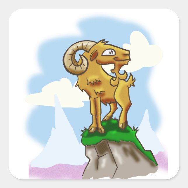 Pegatina Cuadrada Bighorn Ram (Anverso)