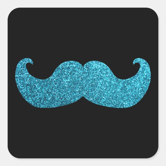 Pegatina Cuadrada bigote azul (gráfico falso Purpurina) (Anverso)
