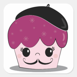 Pegatina Cuadrada Bigote de la magdalena del Artiste