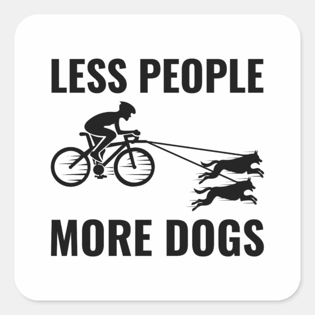 Pegatina Cuadrada Bikejoring DogScooting Dog Sport Bicicleta Bicicle (Anverso)