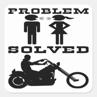 Pegatina Cuadrada Biker resuelto por problemas #003