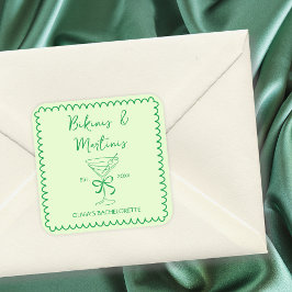 Pegatina Cuadrada Bikinis ondulados a mano y soltera martinis