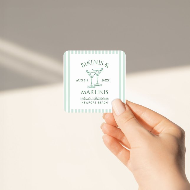 Pegatina Cuadrada Bikinis y Martinis Fin de semana de bachillerato v (Subido por el creador)