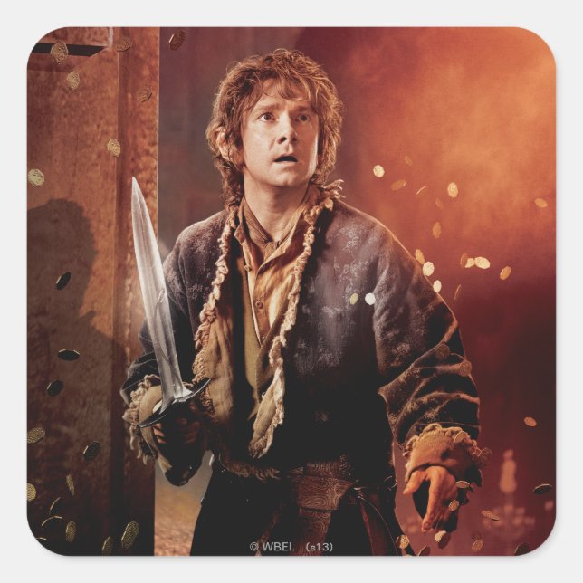 Pegatina Cuadrada BILBO BAGGINS™ Character Poster 3 (Anverso)
