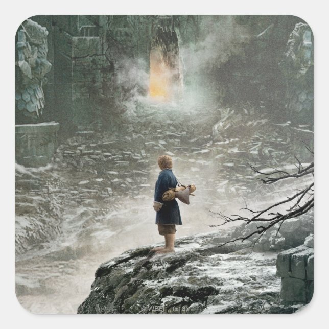 Pegatina Cuadrada BILBO BAGGINS™ en Erebor (Anverso)