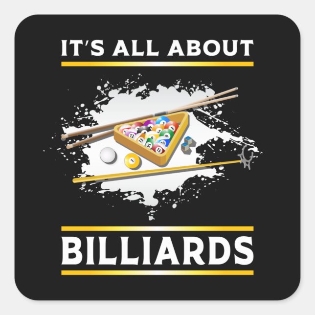 Pegatina Cuadrada Billar Billiard Pool Billiards Snooker 8 Ball Dive (Anverso)