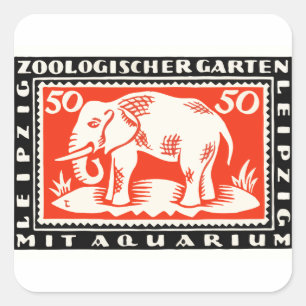 Pegatina Cuadrada Billete de 1919 del zoológico de Leipzig