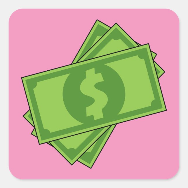 Pegatina Cuadrada Billetes en dólares de personalizado (Anverso)