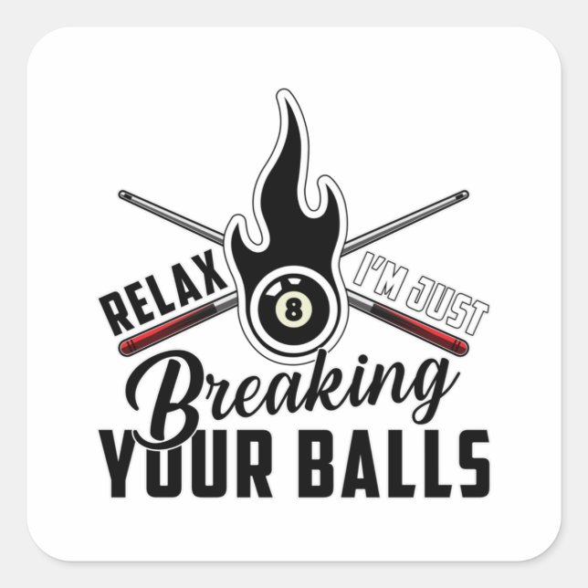 Pegatina Cuadrada Billiard Snooker 8 Ball Billiards Divertido regalo (Anverso)