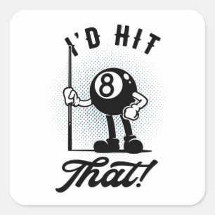 Pegatina Cuadrada Billiards 8 ball Funny Personalizado Pool Snooker