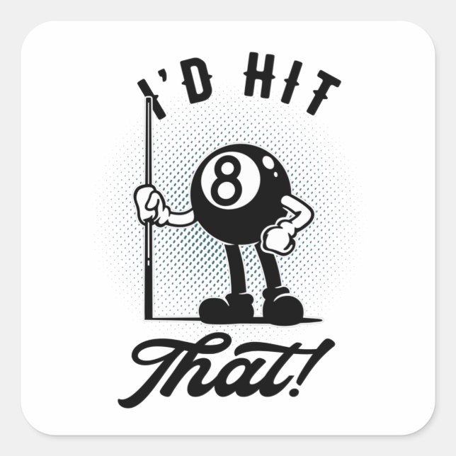 Pegatina Cuadrada Billiards 8 ball Funny Personalizado Pool Snooker (Anverso)