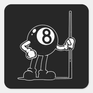 Pegatina Cuadrada Billiards Cue Sports 8-Ball Personalizado vintage
