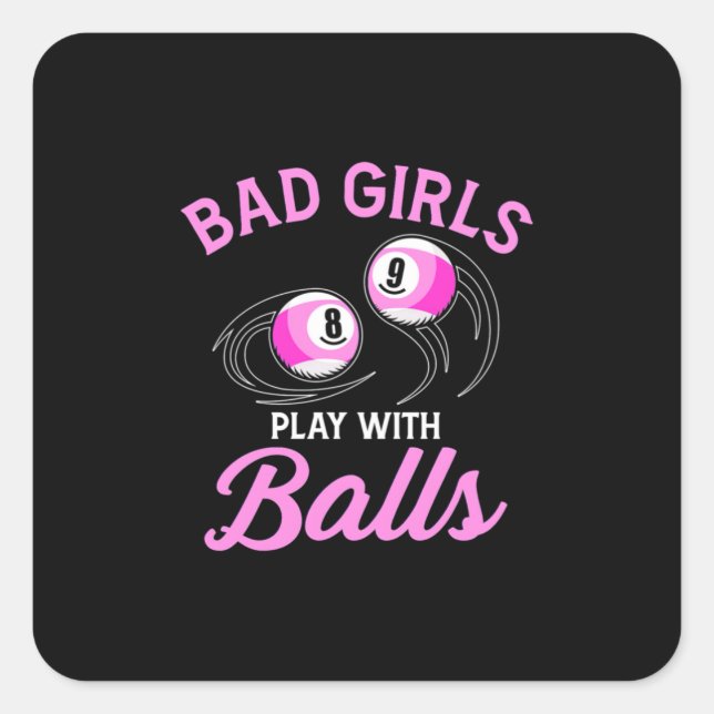 Pegatina Cuadrada Billiards Snooker Girls Play With Billiard Balls (Anverso)