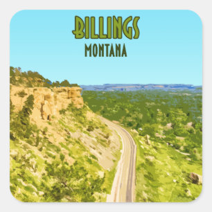Pegatina Cuadrada Billings Montana Rim Rocks Vintage