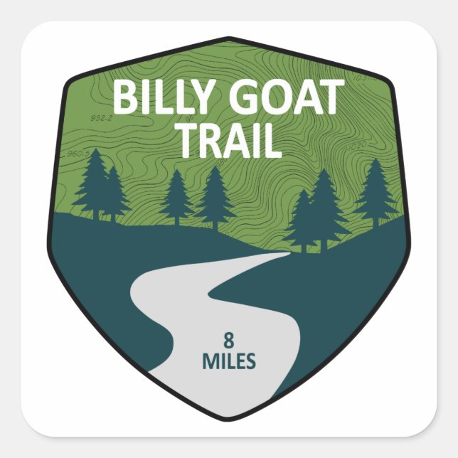 Pegatina Cuadrada Billy Goat Trail Maryland (Anverso)