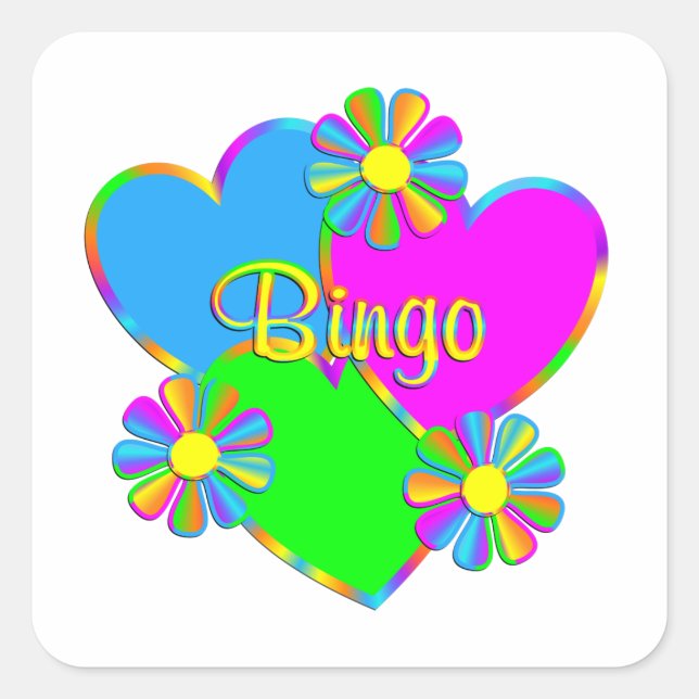Pegatina Cuadrada Bingo de amor (Anverso)