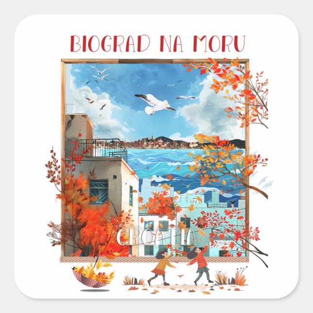Pegatina Cuadrada Biograd na moru 2 (Anverso)