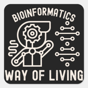 Pegatina Cuadrada Bioinformática, forma de vida