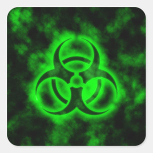 Pegatina Cuadrada Bioriesgo verde