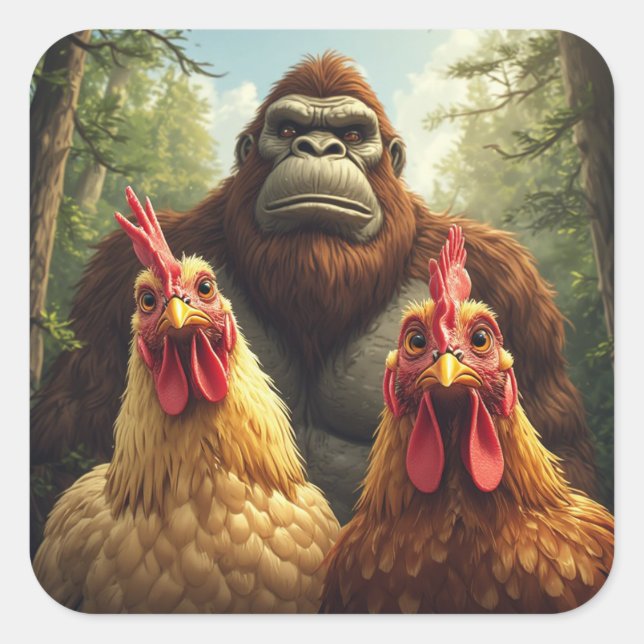 Pegatina Cuadrada “Birbs Meet Bigfoot” Sticker Sheet (Anverso)